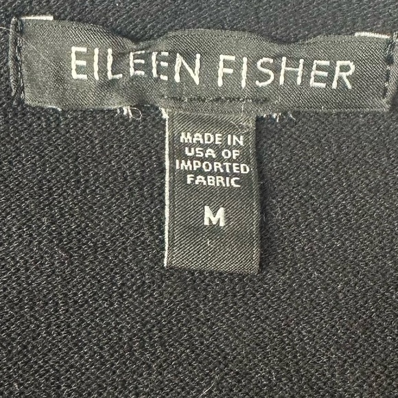 Eileen Fisher Black Lightweight Cardigan 3/4 Sleeves Three Buttons Pockets - Picture 2 of 7